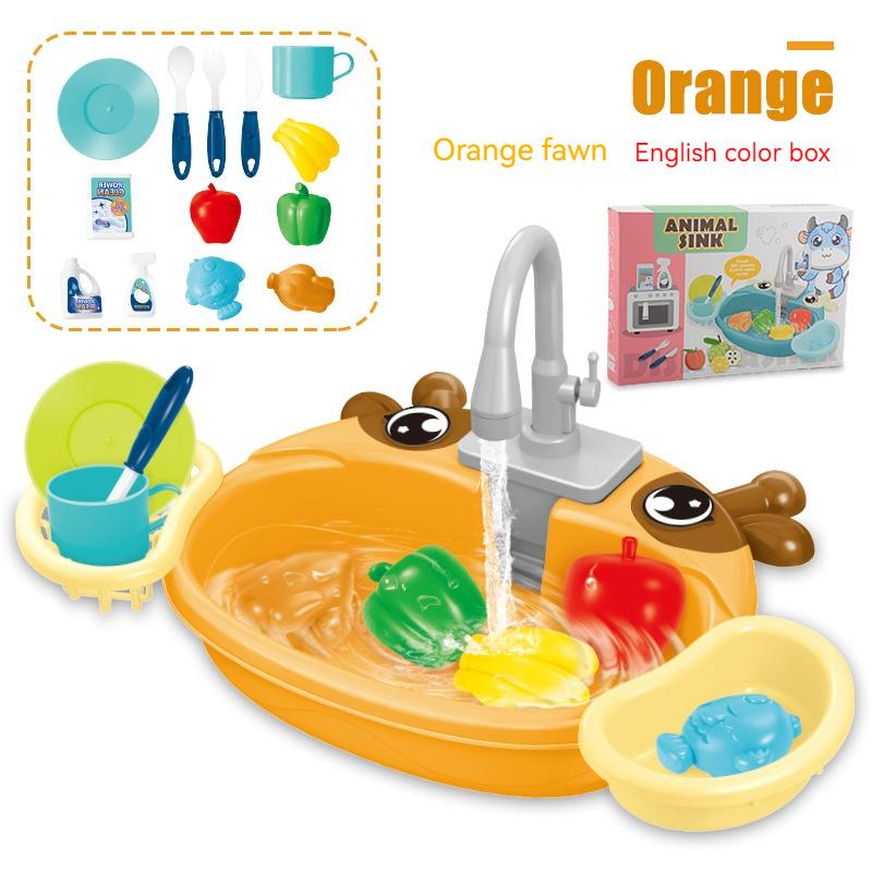 Children Play House Simulated Kitchen Dishwasher Sink Hand Basin Electric Circulating Water Kitchen Set Boy Girl Birthday Gifts