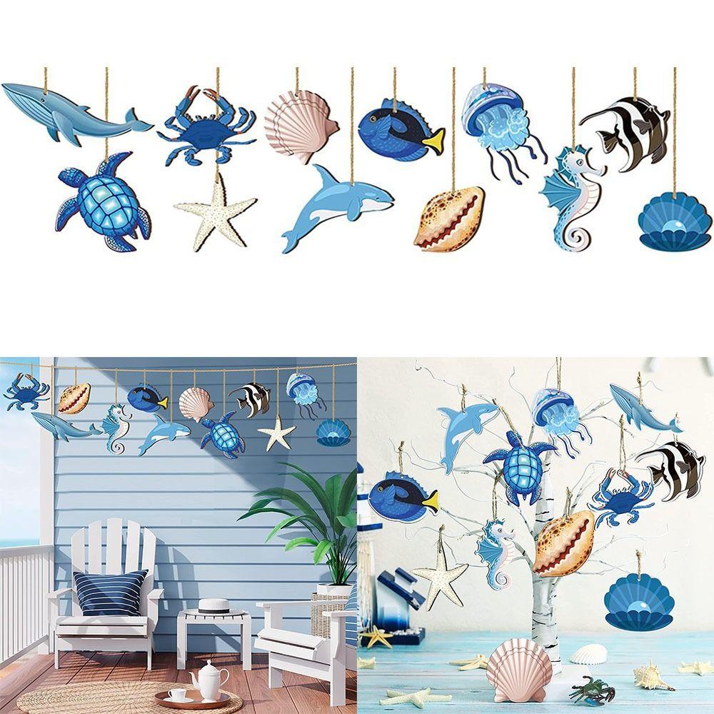 24 ks Hvězdice Mušle Oceánské téma Přívěsek Dřevěná Mořská Životní Dekorace Písek Pláž