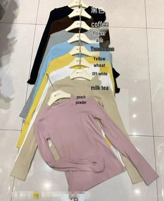 

Women s Slim-Fit Long Sleeve T-Shirt, 2026 Spring, Round Neck, Dropped Shoulder, Cashmere Inner Layer M (recommended 48-58 kg)
