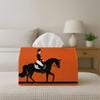 1pc Minimal Equestrian Tissue Box- Rider Silhouette In Orange, Made from Durable Polyester Fabric, Versatile Napkin Dispenser for Home, Vehicle, And P