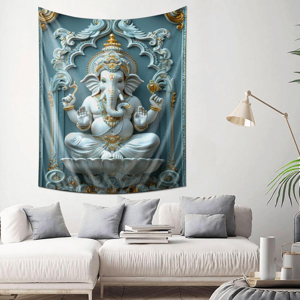 Elegant Ganesha Tapestry  Beautiful Art Wall Hanging Essential Home Decor