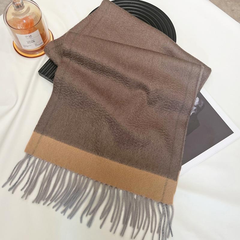 Autumn and winter double-line water ripple 100 cashmere scarf women's light luxury high-end narrow scarf warm versatile shawl