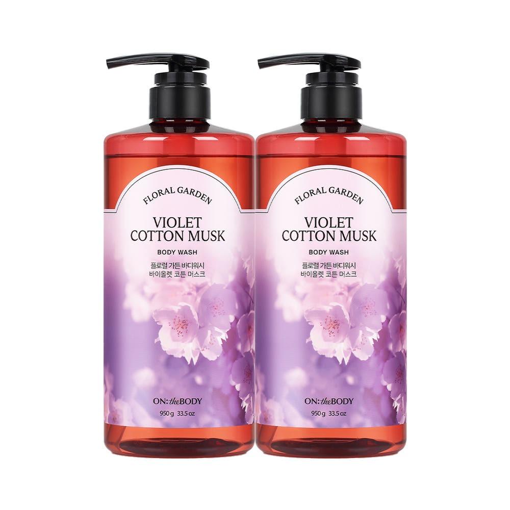 ON THE BODY Floral Garden Body Wash Cozy Cotton Musk 950g (Pack of 2)