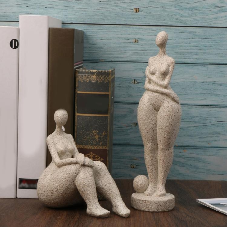 Rękodzieło Abstrakcyjna Figurka Grubej Kobiety Piaskowiec Żywice Rzeźba Damy Ornament do Nowoczesnego Domu Półki Biurowe Dekory