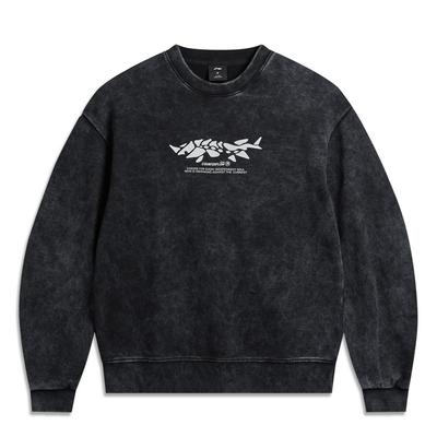 Li-Ning Outdoor CF Soft Absorbent Plush Warm Loose Fit Sweatshirt Unisex Sweatshirt Black AWDW171-4
