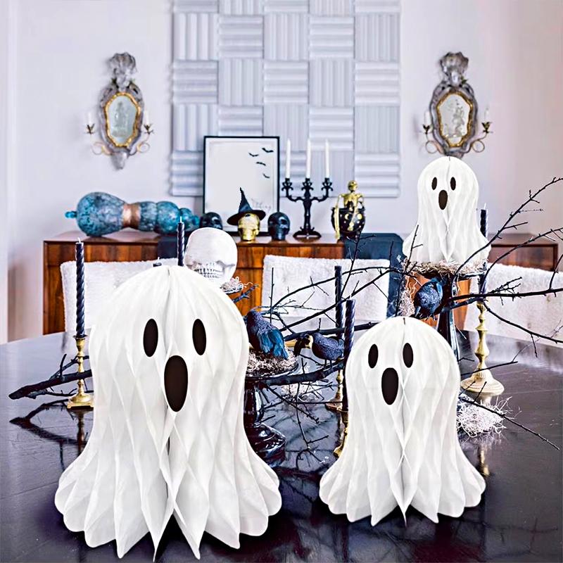 Halloween Ghost Hive DIY Hangings Atmosphere Props White Creative Design Paper Funny Handicrafts Hom Party Decoration Various Size