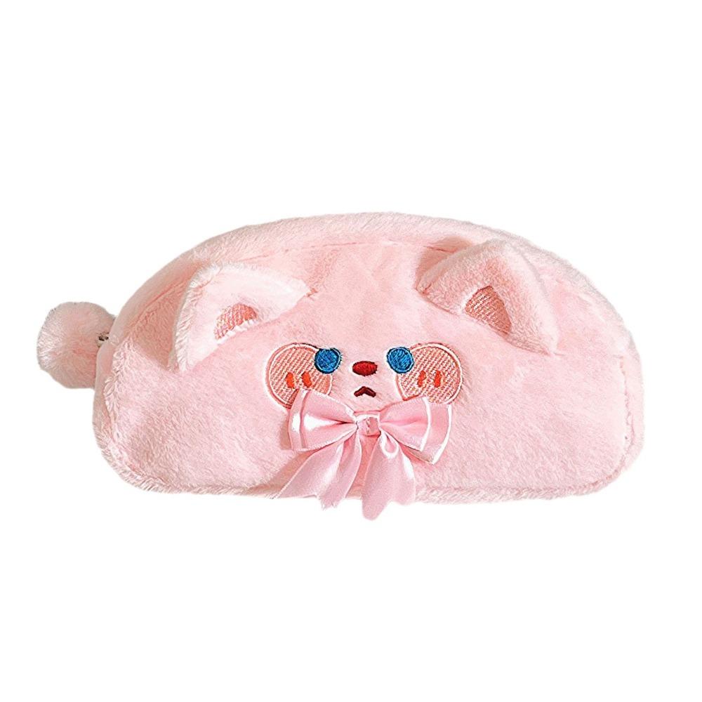 

Soft Pen Bag Cartoon Cosmetic Pouch Large Capacity Stationery Storage Bag Girls Gift розовый