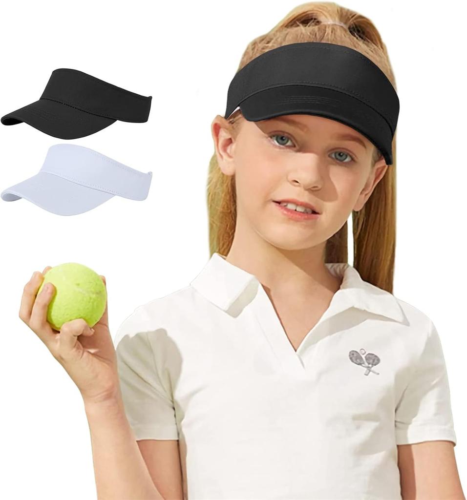 2pz/1pz Stella del Secolo UPF 50+ Visiera Solare per Bambini Regolabile per Ragazze con Coda di Cavallo Alta Cappello da Tennis Sportivo per Ragazzi Visiera da Corsa Golf
