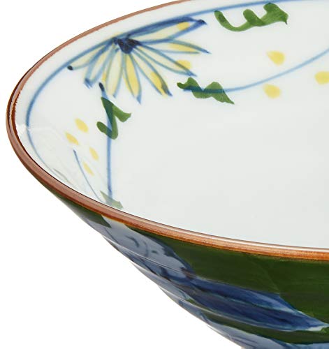 Porcelaine Hamato Hasami, Koshogama, mini bol à riz motif fleurs colorées, vert, 2-18