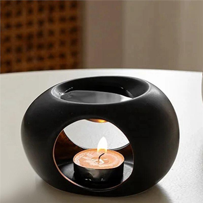 Good-Simple Black Candle Heating Holder Ceramics Essential Oil Diffuser Furnace Household Spa Aromatherapy