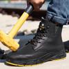 Stivali in pelle impermeabili da uomo Scarpe antinfortunistiche da uomo Caldi con pelliccia Stivali invernali Scarpe di sicurezza Stivali da lavoro a prova di perforazione Scarpe protettive