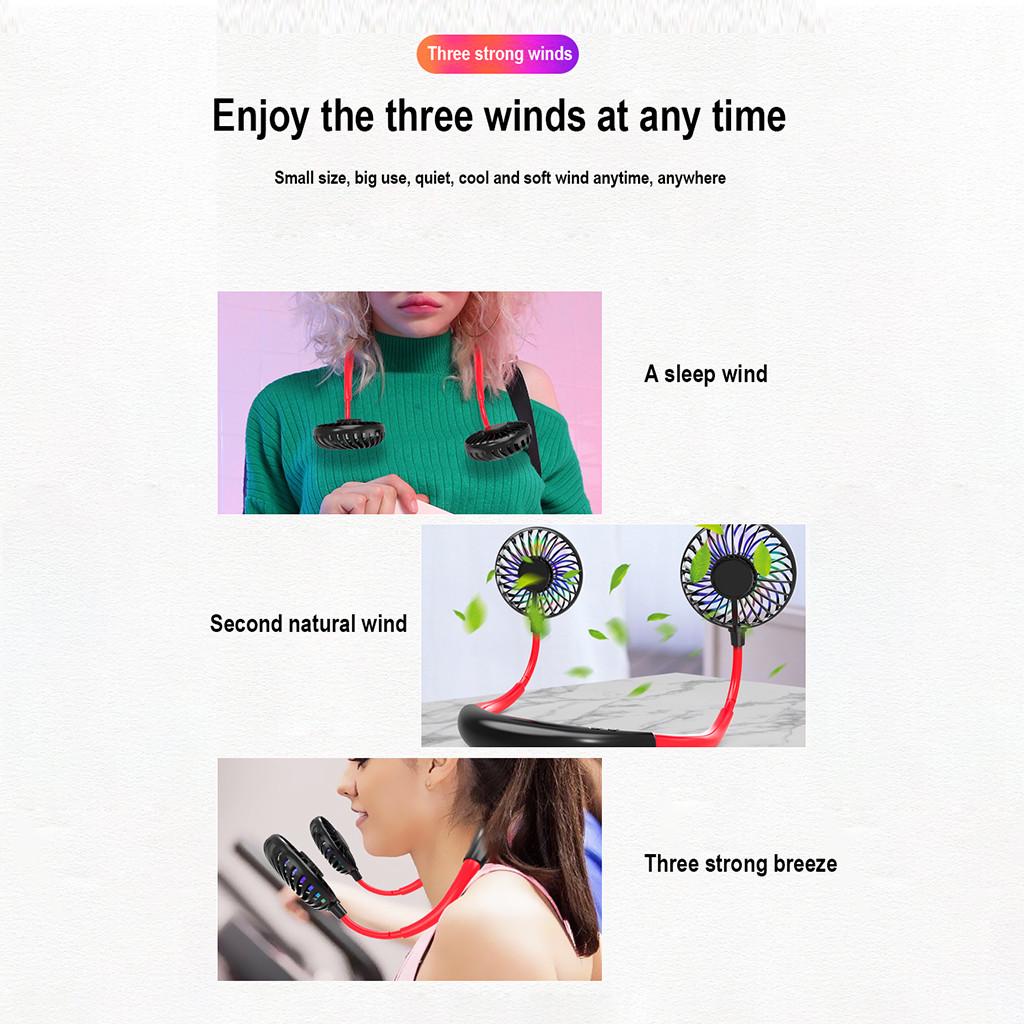 USB LED Light Rechargeable Neckband Lazy Neck Hanging Style   Fan