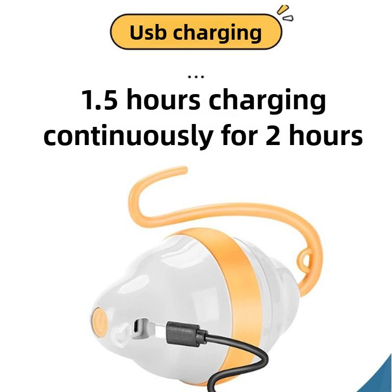 360 ° Rolling Mouse Shaped Cat Toy Automatic Glowing Feathers Cat Teasing Toy Usb Charging Indoor Fun Animal Game Interactive Companion Pet Supplies