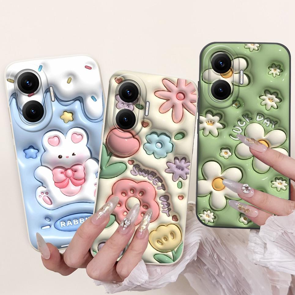 For Xiaomi Poco F7 Pro Ultra PocoF7 Poco F6 Cover Redmi Xiaomi Turbo 4 Pro Funda Flower Girly Rabbit Soft Phone Case Silicone