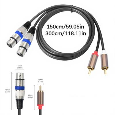 Double Female To Double Male Metal Texture Sound Cable Gold Plated Connectors Studio Grade Interconnects