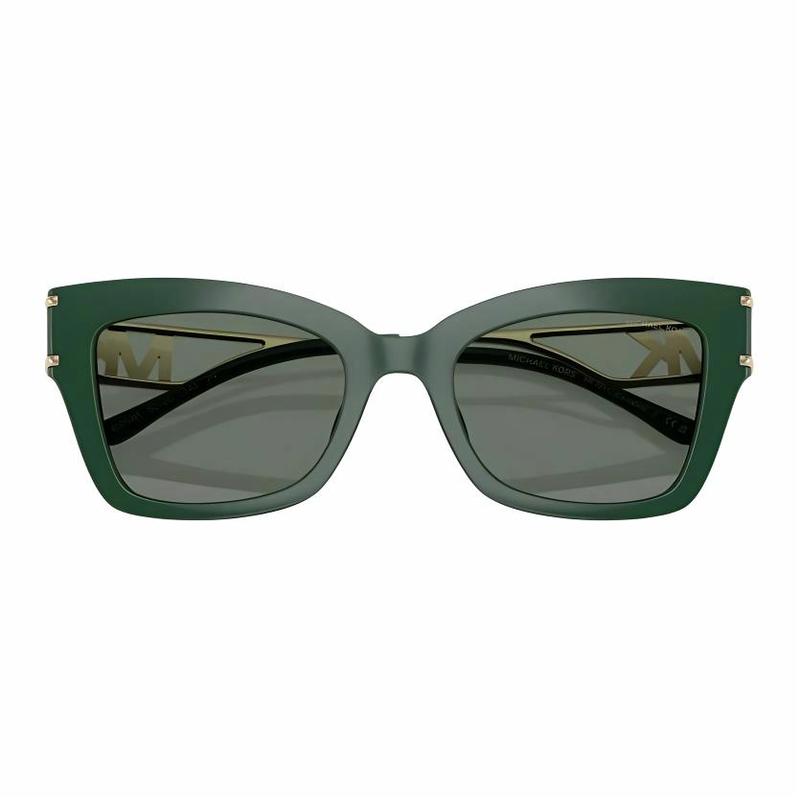 Michael Kors Mirror Side Logo Metal Injection Irregular Shape Sunglasses Women's Green