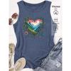 Elegant Vest for Women Heart-shaped mountain view print casual loose summer vest Fashionable and elegant tops for commuting, vacation, and everyday
