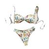 Costume da bagno intero floreale per bambina Bikini sexy con spalline da donna Schiena scoperta a pieghe Stretto di alta gamma