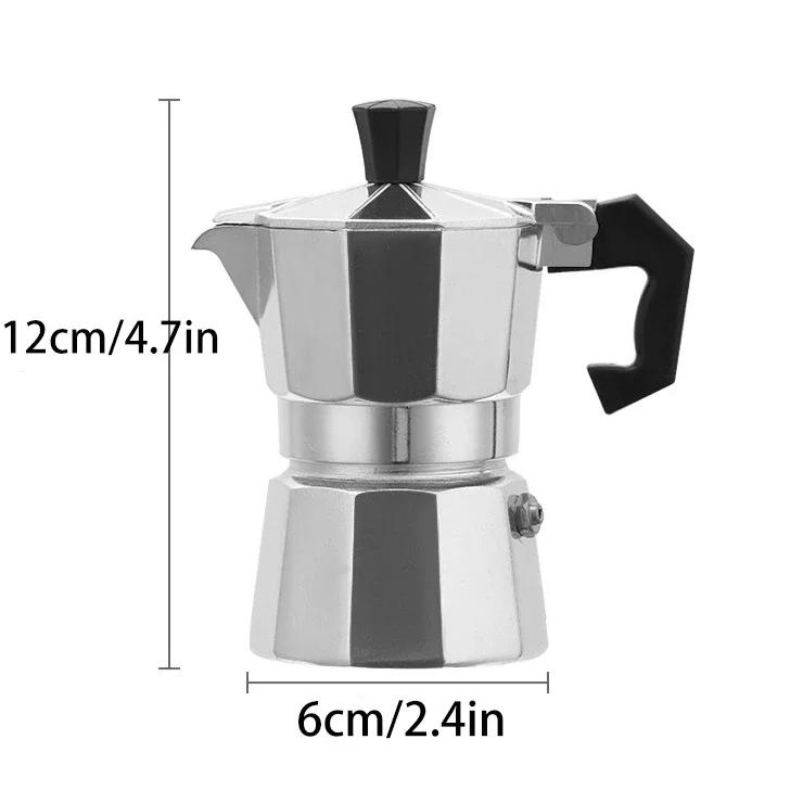 

Multi-Size Aluminum Moka Pot Coffee Maker (50/100/150/300ml) - Durable Espresso Percolator for Home & Outdoor Camping Use