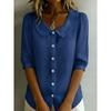 Camicia Casual da Donna a Maniche Lunghe, Colore Unito, Collo a Bambola, Bottoni