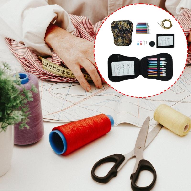 9Pairs Interchangeable Aluminum Circular Knitting Needle with Case Ergonomic Grip for Weaving Yarns Craft 3.5mm-8.0mm