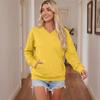 Women's V-Neck Long Sleeve Pullover Sweatshirt with Pocket, Color, Loose Fit for Casual Daily Wear