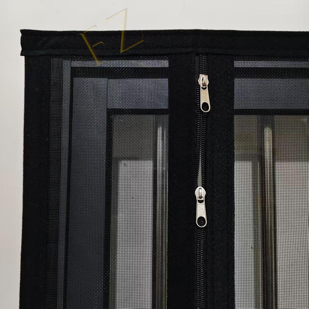 Latest double zipper side opening mosquito proof screen window for indoor use, customizable size, non porous self-adhesive