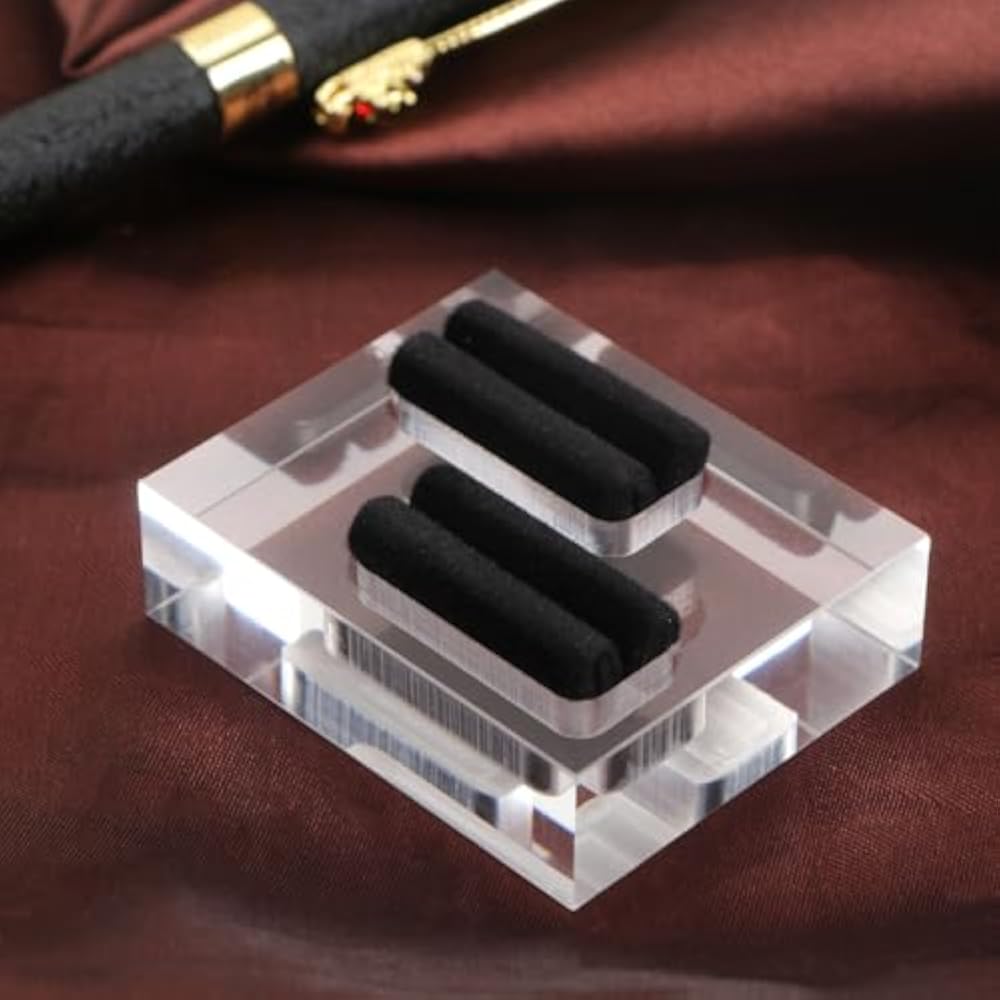 NUOLUX Acrylic Double Slot Ring Storage Stand Small Ring Display Stand Smooth Surface Stable Bott...