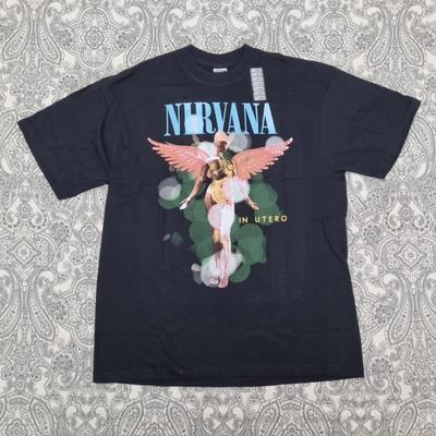 Nirvana In Utero Album Band T-Shirt Grafikdruck Schwarz Gildan Grunge