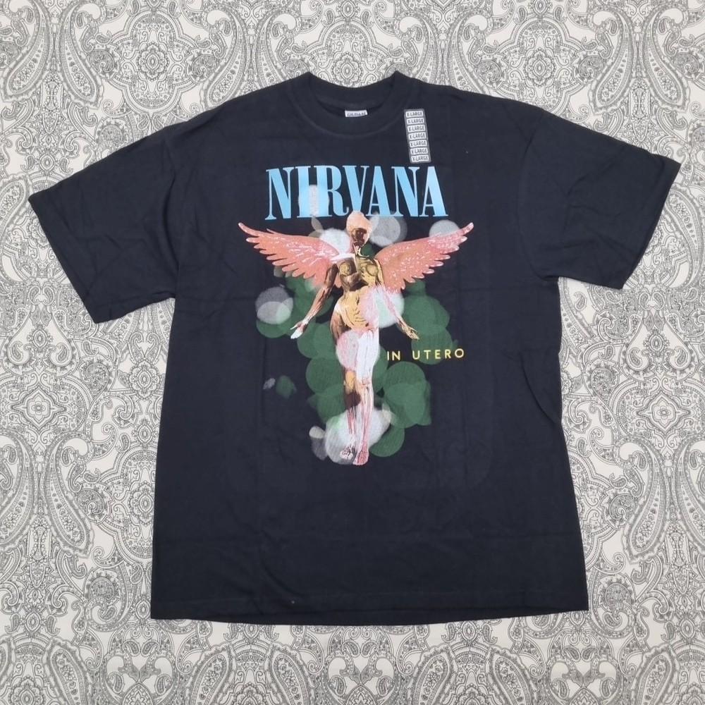 Nirvana In Utero Album Band T Shirt Graphic Print Black Gildan Grunge