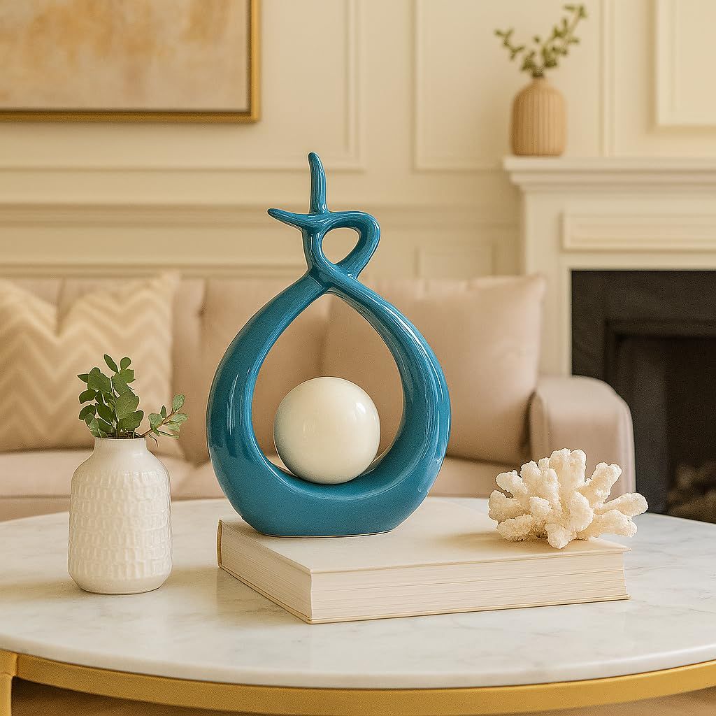 Beautiful Ceramic Spiral Design Statue for Home Decoration (Pack of 1, Sky)