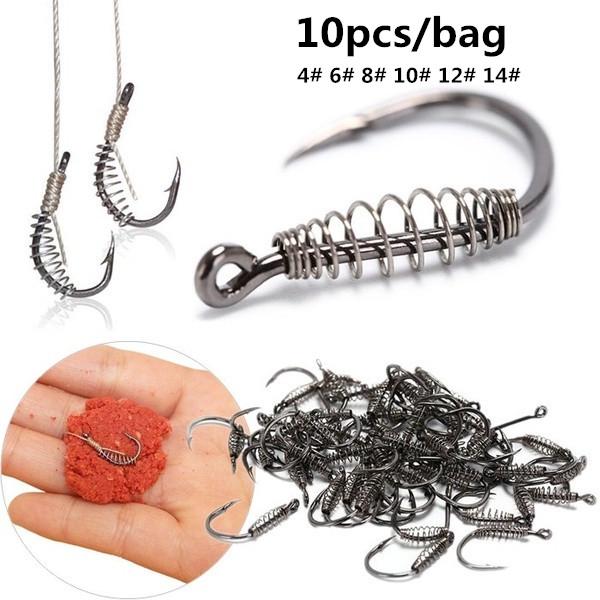 

10Pcs нержавеющей стали Весна Колючая Рыбацкий крюк Рыболовные крючки Рыбалка Снасти Аксессуары