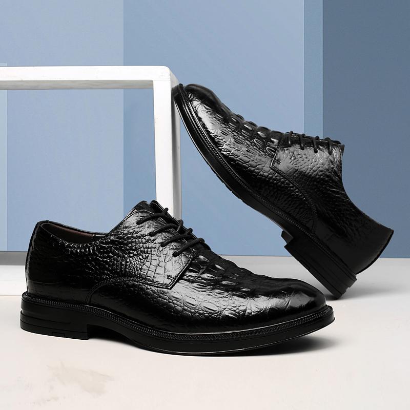 

Мужская обувь под крокодиловую кожу для свадебного платья, на шнуровке, мужские деловые оксфорды для отдыха, модная универсальная мужская повседневная обувь 46 чёрный