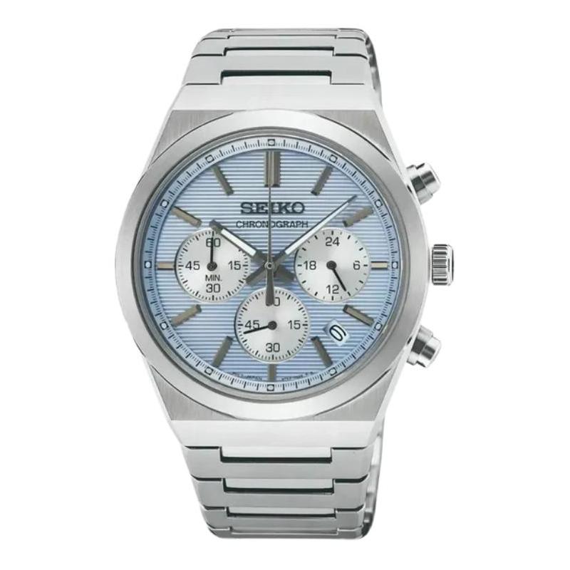 SEIKO 100 meters waterproof casual Quartz Steel Strap 40mm men s watch blue dial SSB459P1 синий