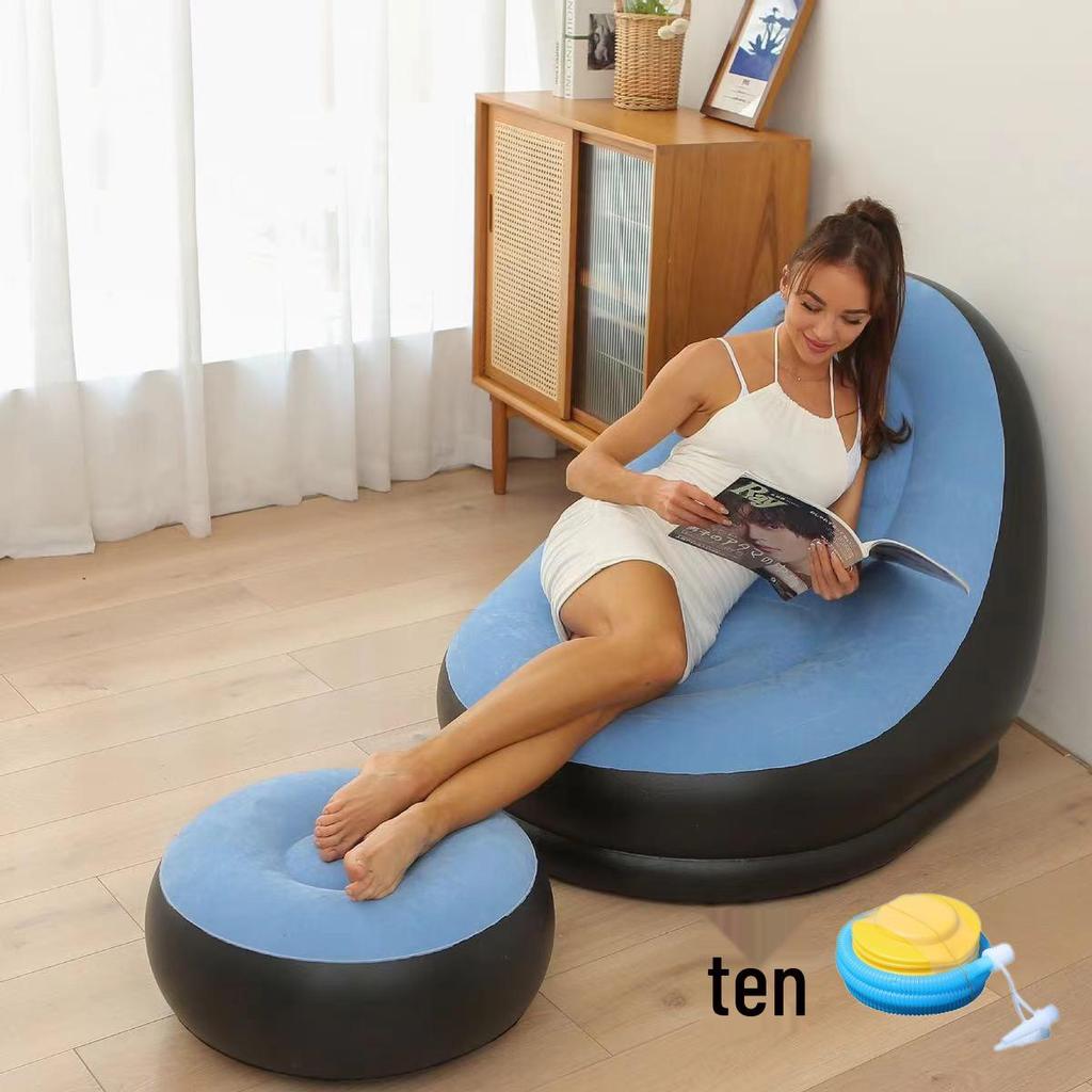 Przenośna, nadmuchiwana sofa z podnóżkiem - fotel wypoczynkowy dla dorosłych Cross-Border, składana, miękka konstrukcja, idealna do drzemki i relaksu.