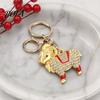 Durable Metal Keychain Zodiac with Rhinestones, Sheep Design Bag Pendant, Chinese New Year Lucky Key Charm Charm, Feng Shui Ornament for Car