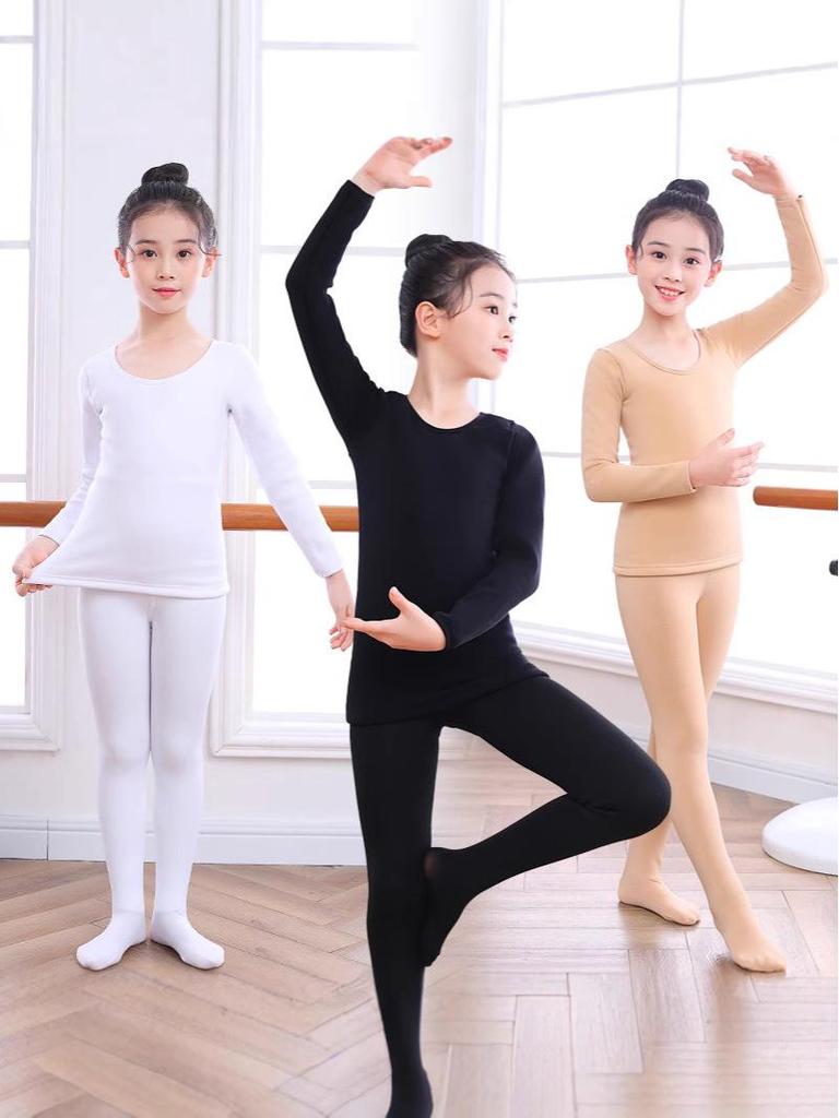 Children's Performance Base Layer: Flesh-Colored Fleece Dance Shirt for Winter