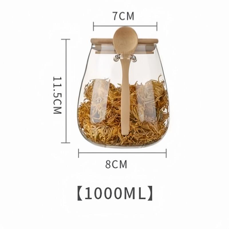 

Glass Storage Jars with Wooden Lids & Spoons (Set of 2, 1000ml)