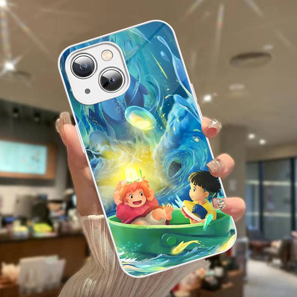 

Cute P-Ponyo Movie On The Cliff Tempered Glass For Iphone 14 13 12 11 Pro Mini XS MAX 14Plus X XS XR Cover iphone XR
