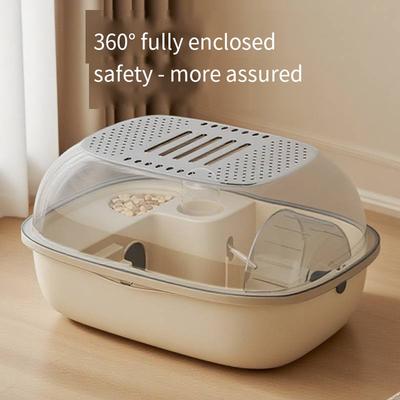 Transparent Panoramic Deluxe Large Cage for Hamsters Golden Bear Den Shelter House with Running Wheel Can Be Taken Away Raising
