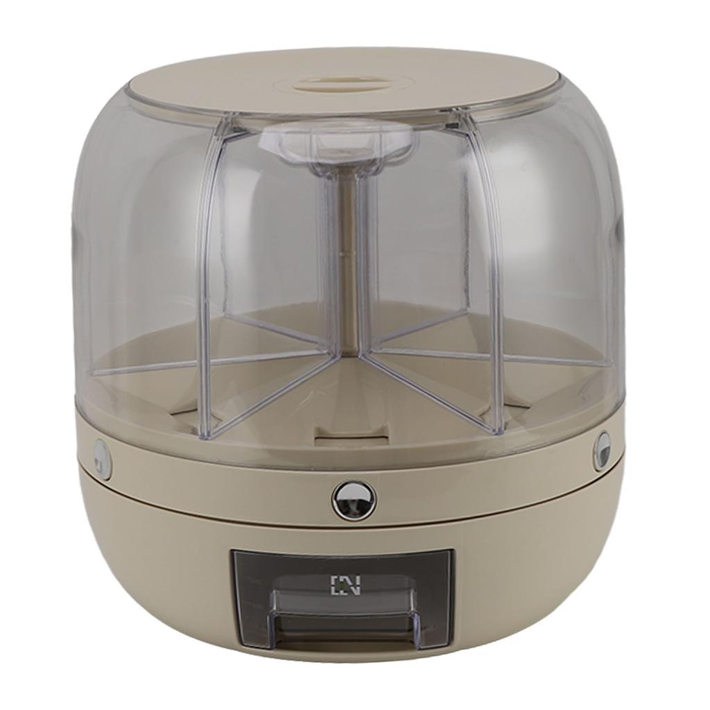 Grain Storage Dispenser Rotation Rice Container White 6 Compartments Sealing Easy Access Dry Food Dispenser for Kitchen