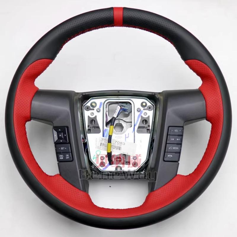 For Ford F150 SVT RAP Raptor F-150 2010-2016 Hand-stitched Full coverage Black Leather Car Steering Wheel protection Cover