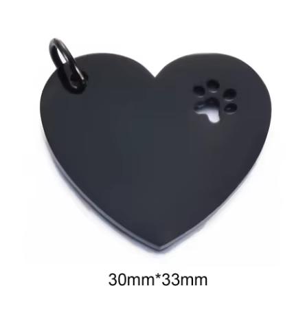Customized Mirror Polished Hollow Paw Heart Tags Stainless Steel Pendants For DIY Personalized ID/Name/Logo/Text Jewelry