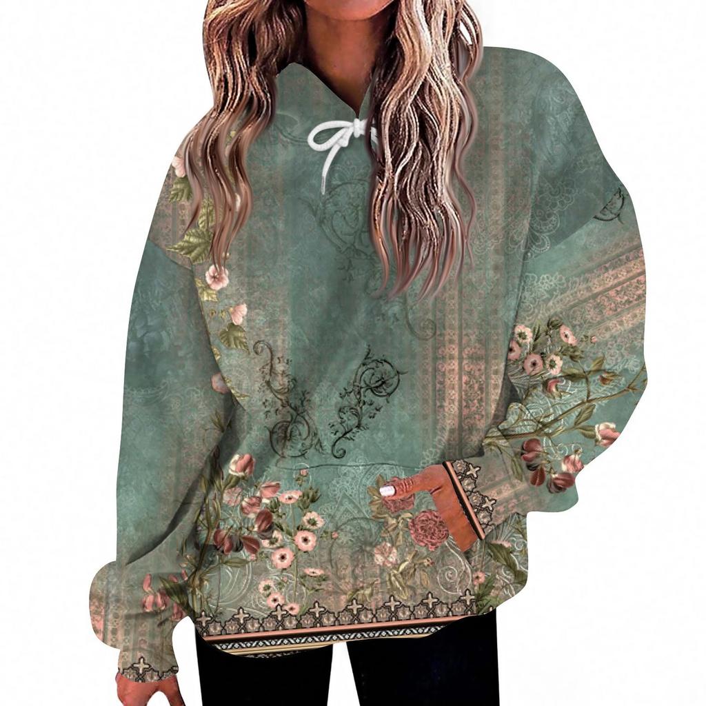 Women's Fashion Daily  Casual Hoodie Long Sleeve Printed Top