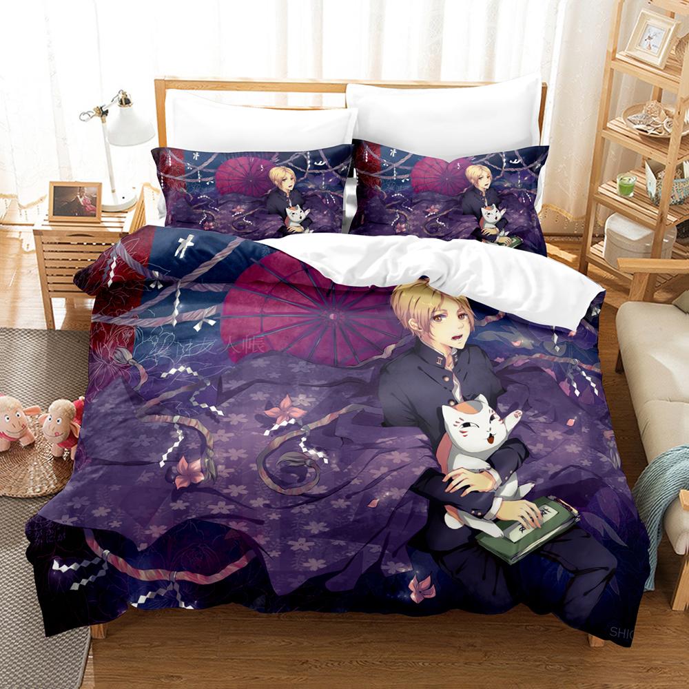 Natsume's Book of Friends Anime 3D Duvet Cover Bedding Set Polyester Pillowcases Quilt Cover Home Decor Gift Twin King Queen