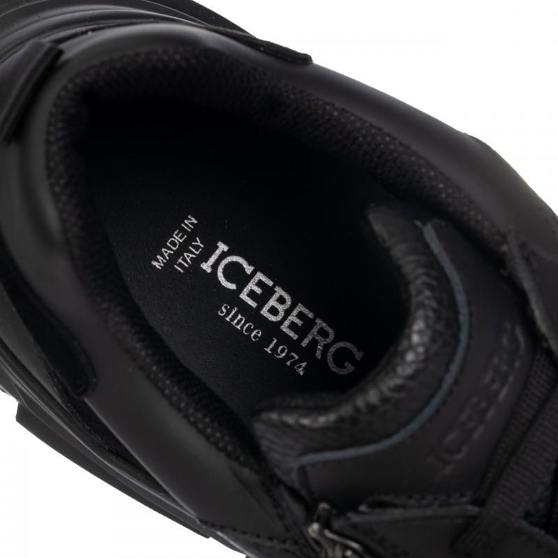 Zapatillas Iceberg de cuero italiano nuevas totalmente negras - Talla: 44