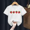 Summer Strawberry Printed Sweet Cute ShortSleeved Childrens Casual Sportswear Tshirt Polyester Fabric Kids Girls Clothes