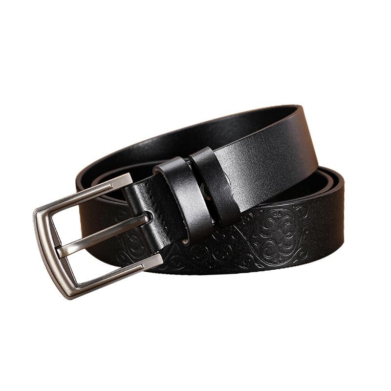 Pure Cowhide Men'S Handmade Belt, Genuine Leather Retro First-Layer Cowhide Jeans, Casual Versatile Pin Buckle Belt