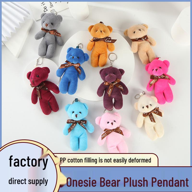 One-piece Teddy Bear Pendant Keychain with Bow Tie - Plush Toy Doll.