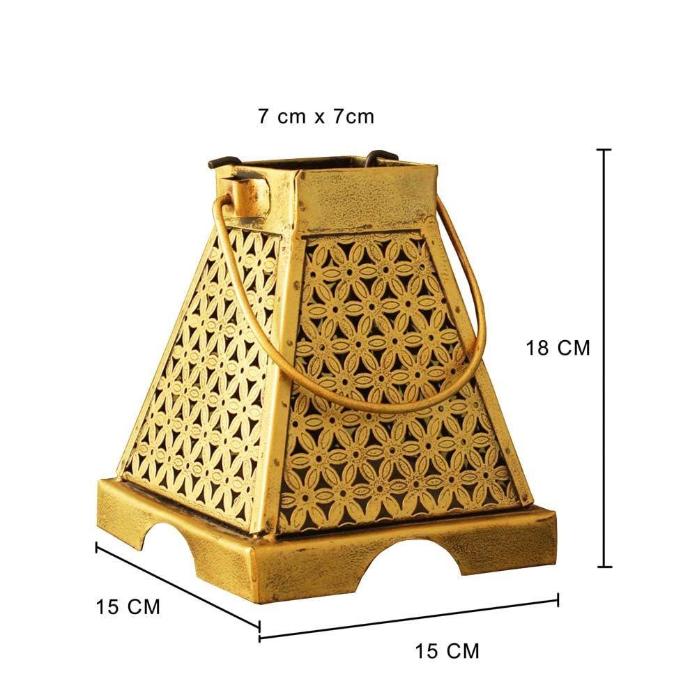 Antike goldene Maya-Laterne - klein - pyramidenförmige Kerzenlaterne des Maya-Tempels